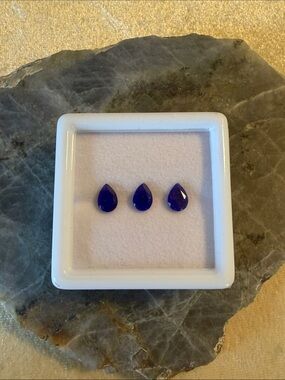 Lapis lazuli pair cut set of three loose gemstone set 7 x 5 MM